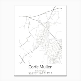 Corfe Mullen,United Kingdom Minimalist Map Canvas Print