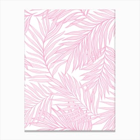 Pink Tropical Leaves 1 Canvas Print