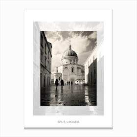 Poster Of Split, Croatia, Black And White Old Photo 2 Canvas Print