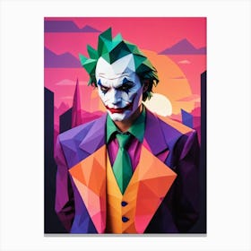 Joker Portrait Low Poly Geometric (10) Canvas Print