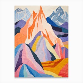 Alpamayo Peru 3 Colourful Mountain Illustration Canvas Print