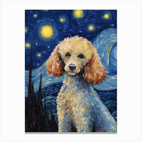 Poodle Starry Night Dog Portrait Canvas Print