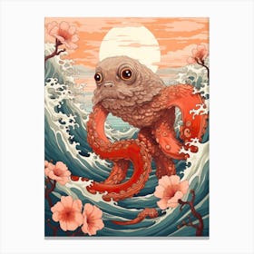 Otter Animal Drawing In The Style Of Ukiyo E 1 Canvas Print