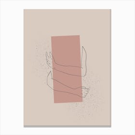 Virtual Hug Pink Abstract Line Canvas Print