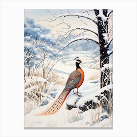 Winter Bird Painting Pheasant 3 Canvas Print