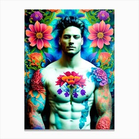 Man With Flowers On His Chest Canvas Print