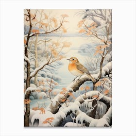 Winter Bird Painting Hermit Thrush 4 Canvas Print