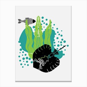 Stingray in the style of black graphics and colored spots Canvas Print