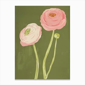 Pink & Green Ranunculus 3 Canvas Print