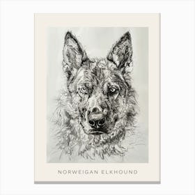 Norweigan Elkhound Dog Line Sketch 2 Poster Canvas Print