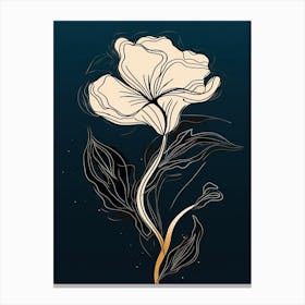 Gladioli Line Art Flowers Illustration Neutral 19 Canvas Print