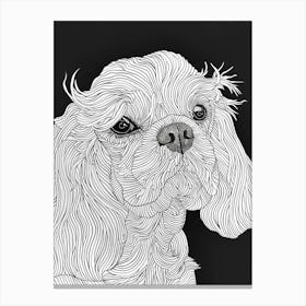 English Toy Spaniel Dog Line Sketch 2 Canvas Print