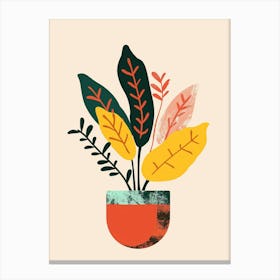 Croton Plant Minimalist Illustration 1 Canvas Print