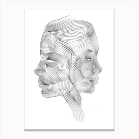 Abstract Women Faces In Line 2 Canvas Print