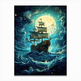 Pirate Ship In The Sea Canvas Print