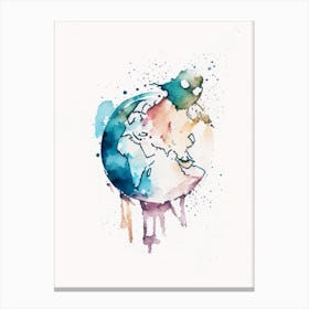World Globe 1 Symbol Minimal Watercolour Canvas Print