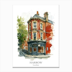 Harrow London Borough   Street Watercolour 4 Poster Canvas Print