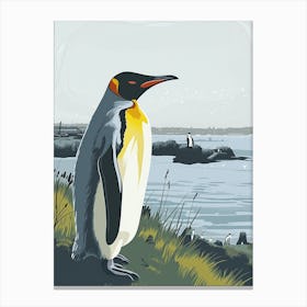 King Penguin Gold Harbour Minimalist Illustration 1 Canvas Print