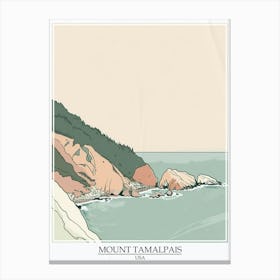 Mount Tamalpais Usa Color Line Drawing 3 Poster Canvas Print