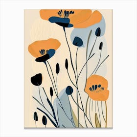 California Poppy Wildflower Modern Muted Colours 1 Canvas Print