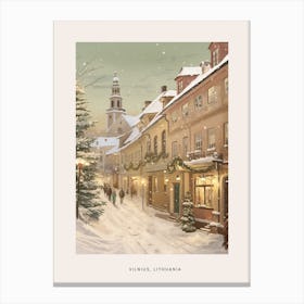 Vintage Winter Poster Vilnius Lithuania 3 Canvas Print