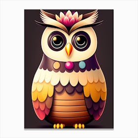 Cute Deco Owl Illustration Canvas Print