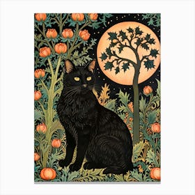 William Morris Black Cat With Pumpkins Canvas Print