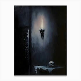 Dark Gothic Candle In A Dark Room Canvas Print