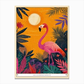 Greater Flamingo Las Coloradas Mexico Tropical Illustration 5 Poster Canvas Print