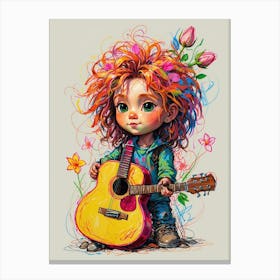 Little Girl With A Guitar Canvas Print