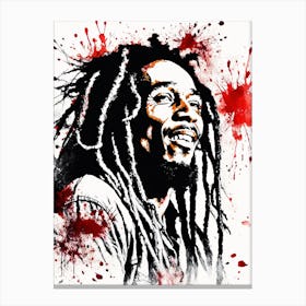 Bob Marley Portrait Ink Painting (3) Canvas Print