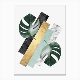 Floral geometry and gold 2 Canvas Print