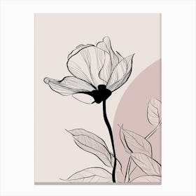 Lilies Line Art Flowers Illustration Neutral 6 Canvas Print