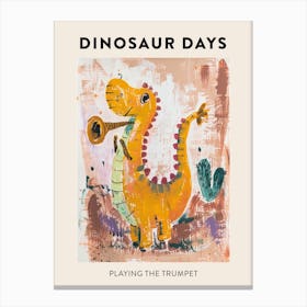 Dinosaur Playing The Trumpet Poster 2 Canvas Print