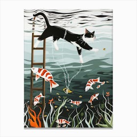 Cat In The Water 6 Canvas Print