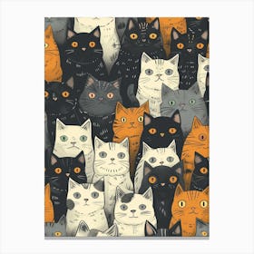 Perfectly Repeatable Artwork With Cute Cat Faces 09 Canvas Print