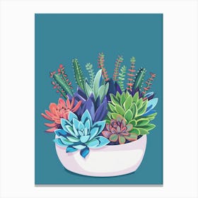 Succulents Plant Minimalist Illustration 6 Canvas Print