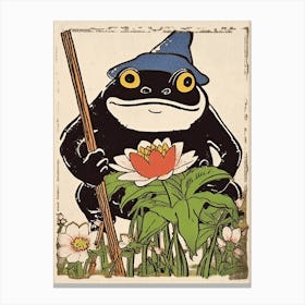 Frog In The Garden,  Matsumoto Hoji Inspired Japanese 10 Canvas Print