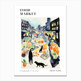 The Food Market In New York 3 Illustration Poster Canvas Print