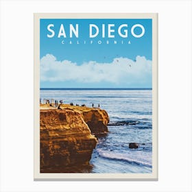 San Diego Cliffs California Travel Poster Canvas Print
