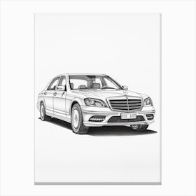 Mercedes Benz S Class Line Drawing 12 Canvas Print