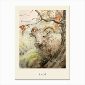 Beatrix Potter Inspired  Animal Watercolour Ram 1 Canvas Print