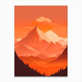 Misty Mountains Vertical Composition In Orange Tone 254 Canvas Print