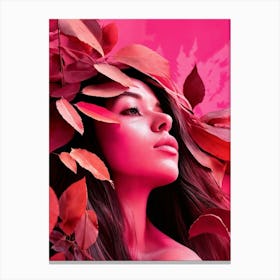 Autumn Leaves On A Girl Canvas Print