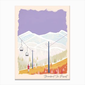 Poster Of Steamboat Ski Resort   Colorado, Usa, Ski Resort Pastel Colours Illustration 0 Canvas Print