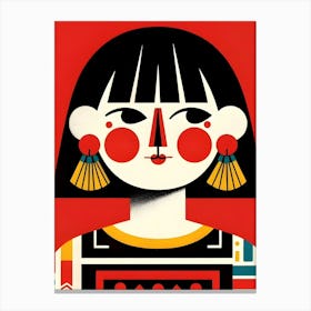 Red Cheeks Girl, short hair Canvas Print