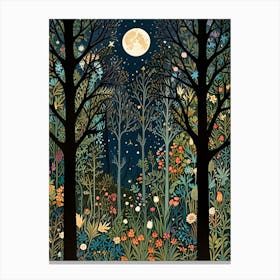 William Morris Night In The Forest 8 Canvas Print