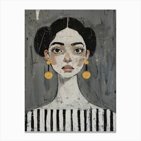 Woman With Gold Earrings Canvas Print