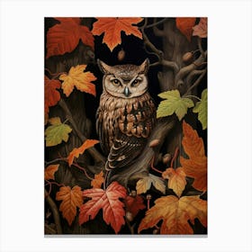 Dark And Moody Botanical Eastern Screech Owl 1 Canvas Print