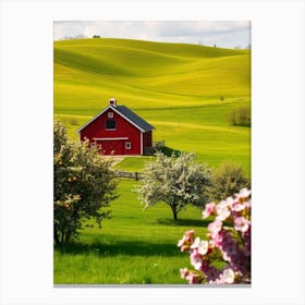 Red Barn In Spring Canvas Print